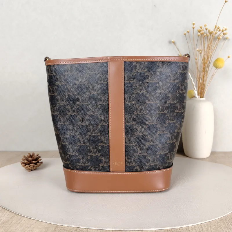 CELINE Crossbody Bag Triomphe Bucket Bag Monogram PVC Small22 × 13 × 26 cm