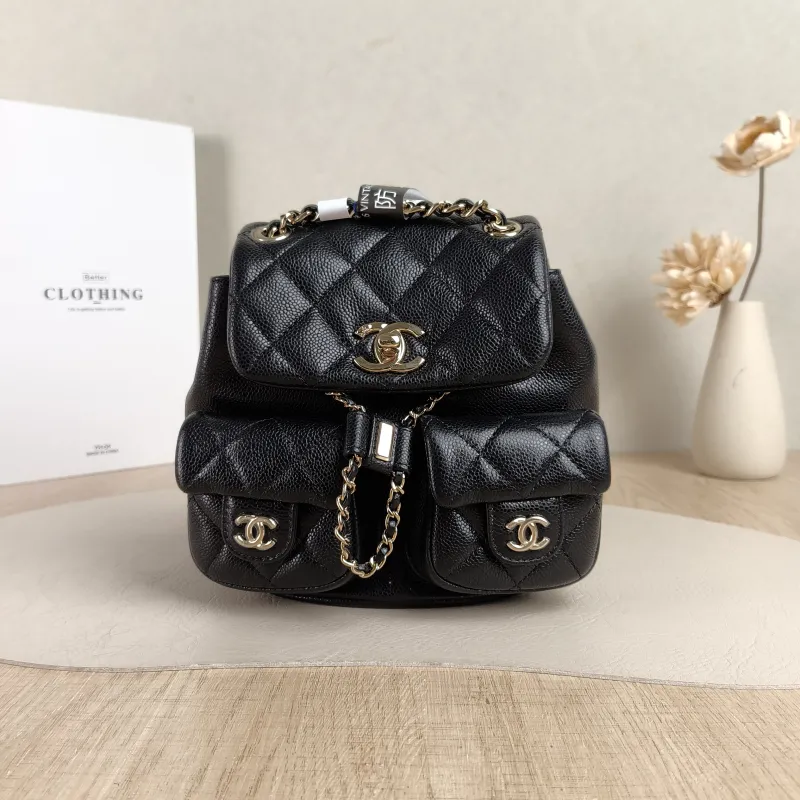 Chanel Backpack Duma Black Grained Calfskin Small18 × 9.5 × 19 cm