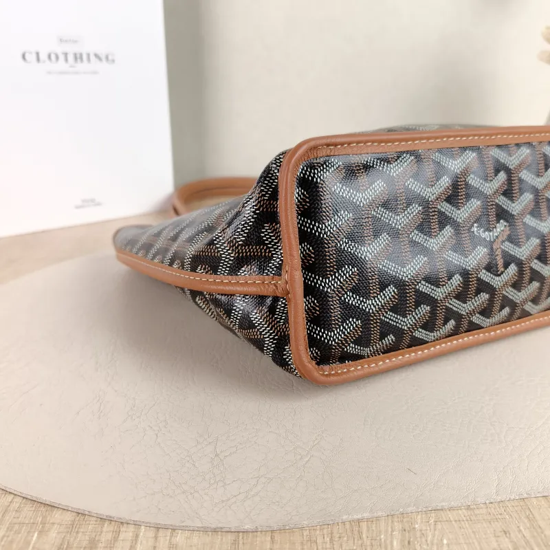 GOYARD Top Handle Bag ANJOU Shopping Tote Brown Calfskin Mini 19.5 × 9 × 19.5 cm — detail view 4 of 10