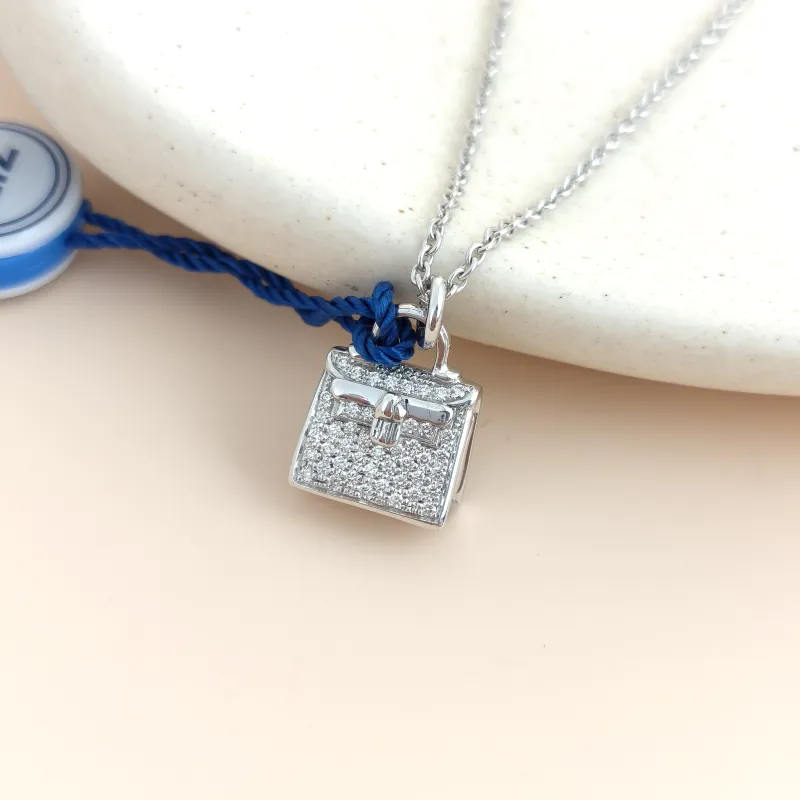 Hermès Necklace Amulettes Kelly Pavé Diamond Necklace White Gold18KW hite Gold Diamond One Size40cm — cover view 4 of 8