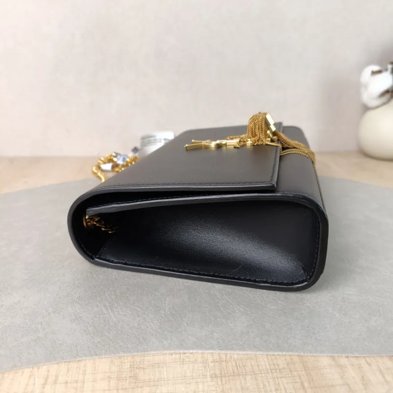 SAINT LAURENT Crossbody Bag KATE Edition Black Calfskin Medium 24 × 5.5 × 14.5 cm — detail view 12 of 13