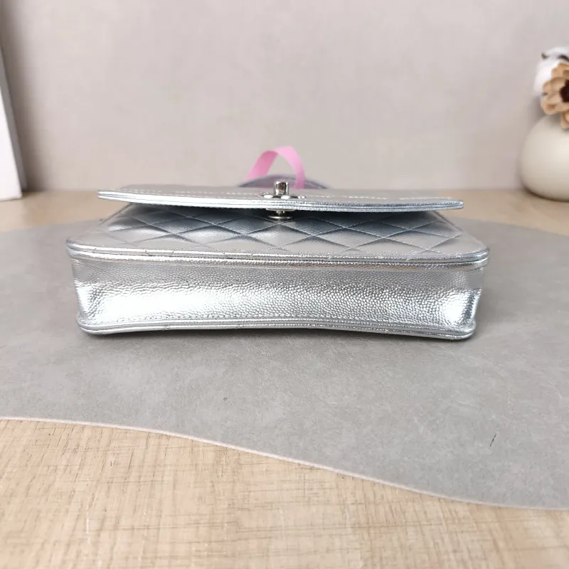 Chanel Backpack Backpack Silver Grained Calfskin One Size 18.2 × 5 × 14 cm — cover view 4 of 5