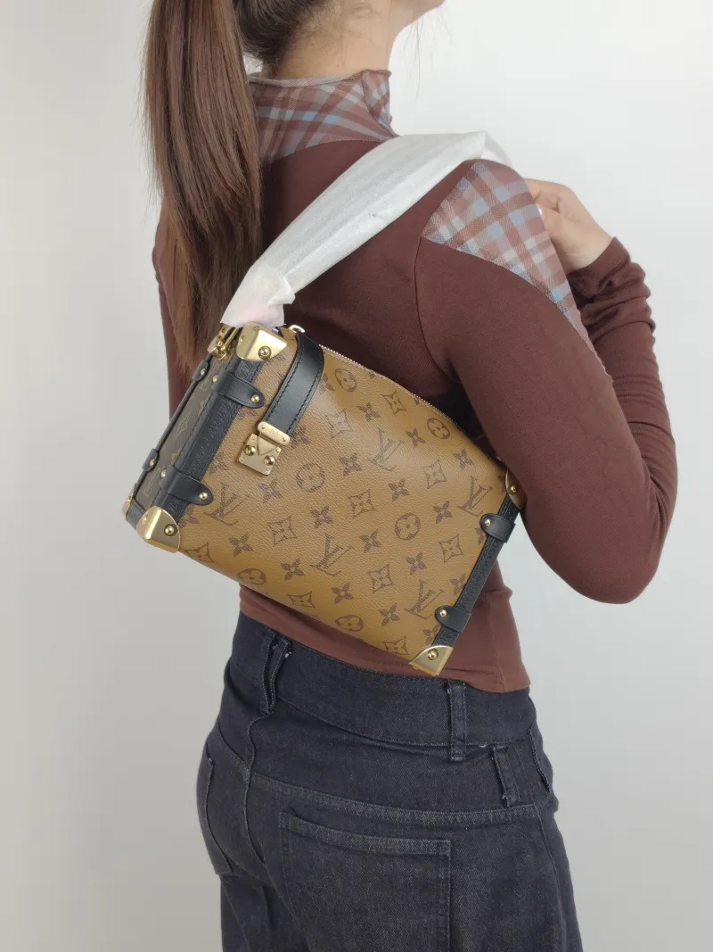 Louis Vuitton Crossbody Bag Side Trunk Box Monogram PVC Medium 23.5 × 8.5 × 16 cm — on-model view 3 of 3
