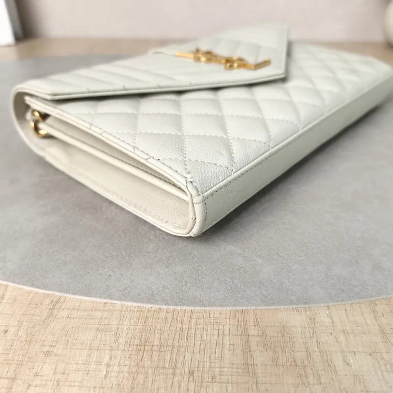 SAINT LAURENT Crossbody Bag ENVELOPE White Calfskin Small21 × 6 × 13 cm — detail view 1 of 13
