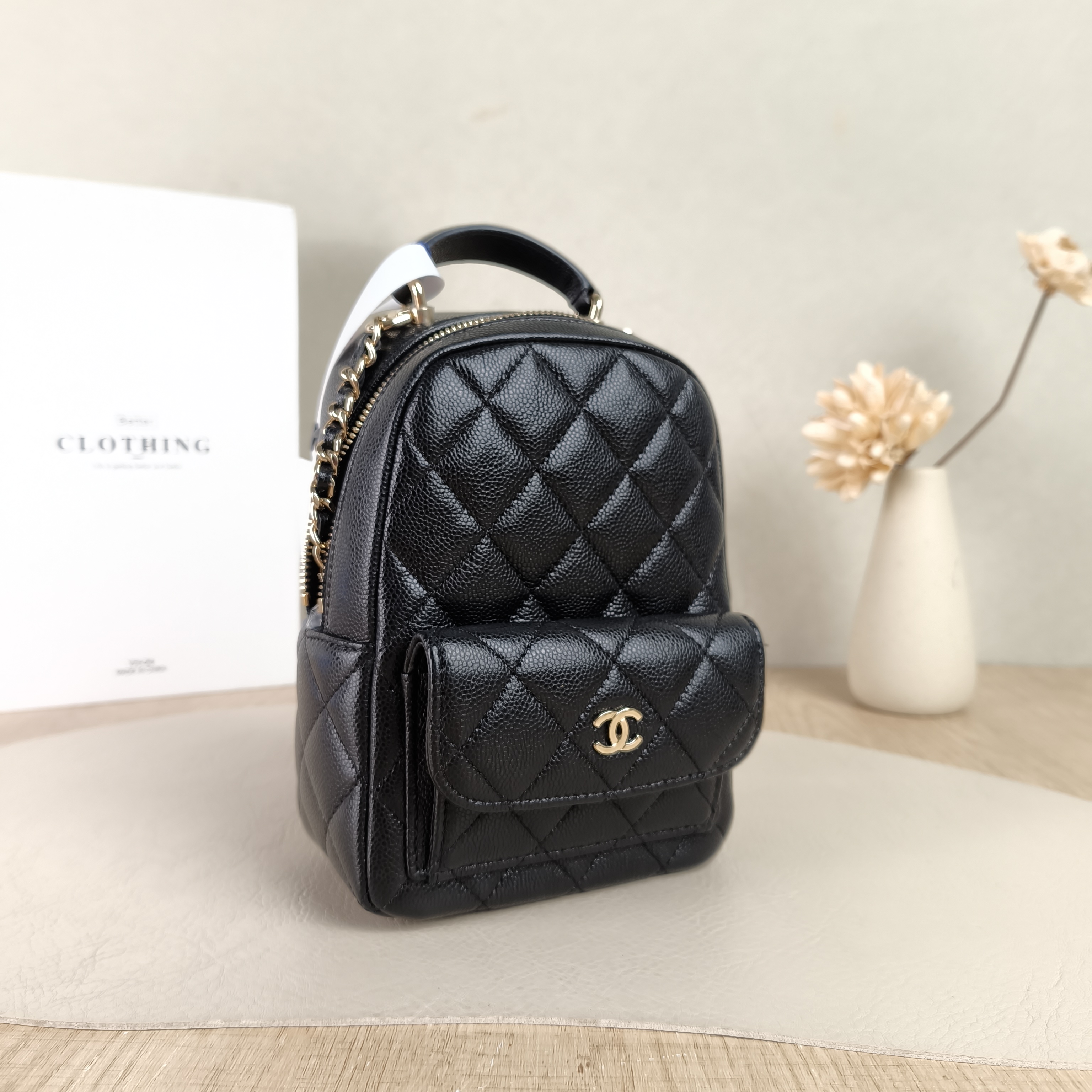 Chanel Crossbody Bag Mini Backpack Crossbody Bag Black Grained Calfskinmini13 × 9 × 18 cm — cover view 4 of 5