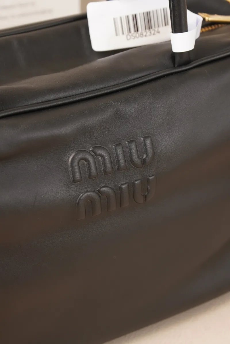Miumiu Beau Bowling Bag Large Black Calfskin · 34 × 10 × 23 cm — detail view 11 of 16