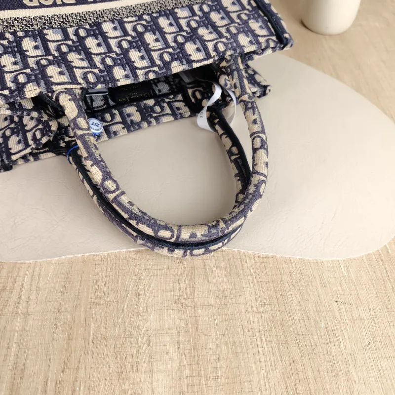 DIOR Top Handle Bag Book Tote Blue Canvas Small 26.5 × 14 × 22 cm — detail view 2 of 11