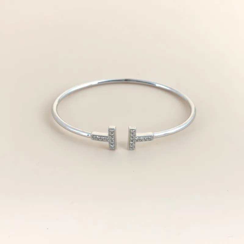Tiffany&Co. Bangle TC ollection T White Gold White Gold18KW hite Gold Diamond Medium16.4