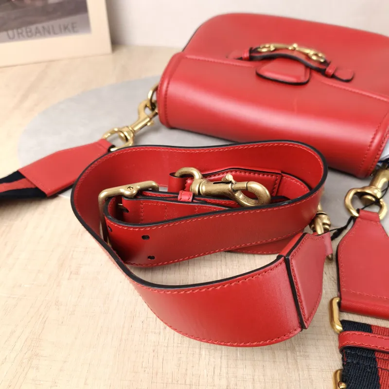 GUCCI Crossbody Bag Crossbody Bag Red Calfskin 23.5 × 7 × 18 cm — detail view 10 of 15