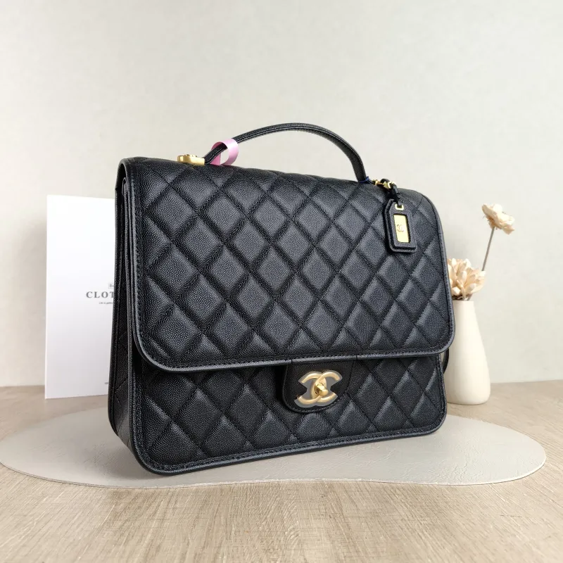Chanel Backpack Backpack Black with Gold-Tone Hardware Grained Calfskin One Size 31 × 10 × 25 cm — cover view 4 of 4