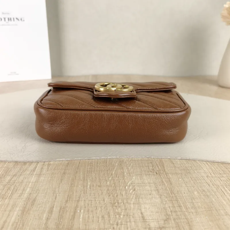GUCCI Crossbody Bag GG Marmont Mini Marmont Mini Caramel Calfskin Mini 16.5 × 4.5 × 9.5 cm — cover view 3 of 5