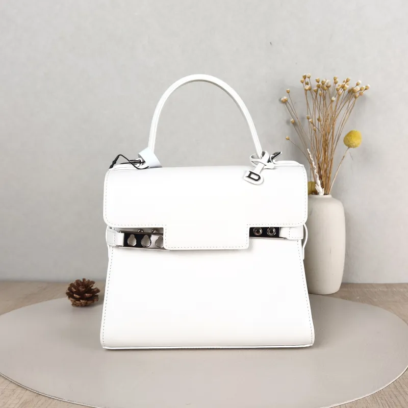 DELVAUX Top Handle Bag Tempete Top Handle Bag White Calfskin Small 21.5 × 8.5 × 19.5 cm