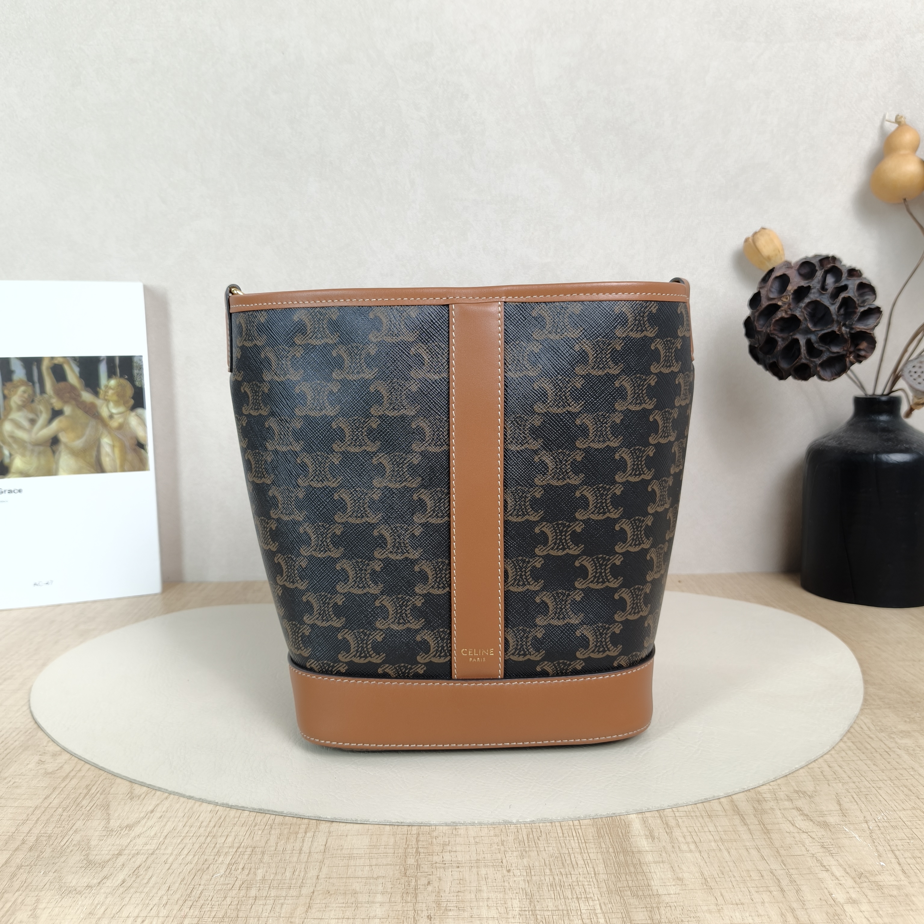 CELINE Crossbody Bag Triomphe Bucket Bag Monogram PVC Small22 × 13 × 26 cm
