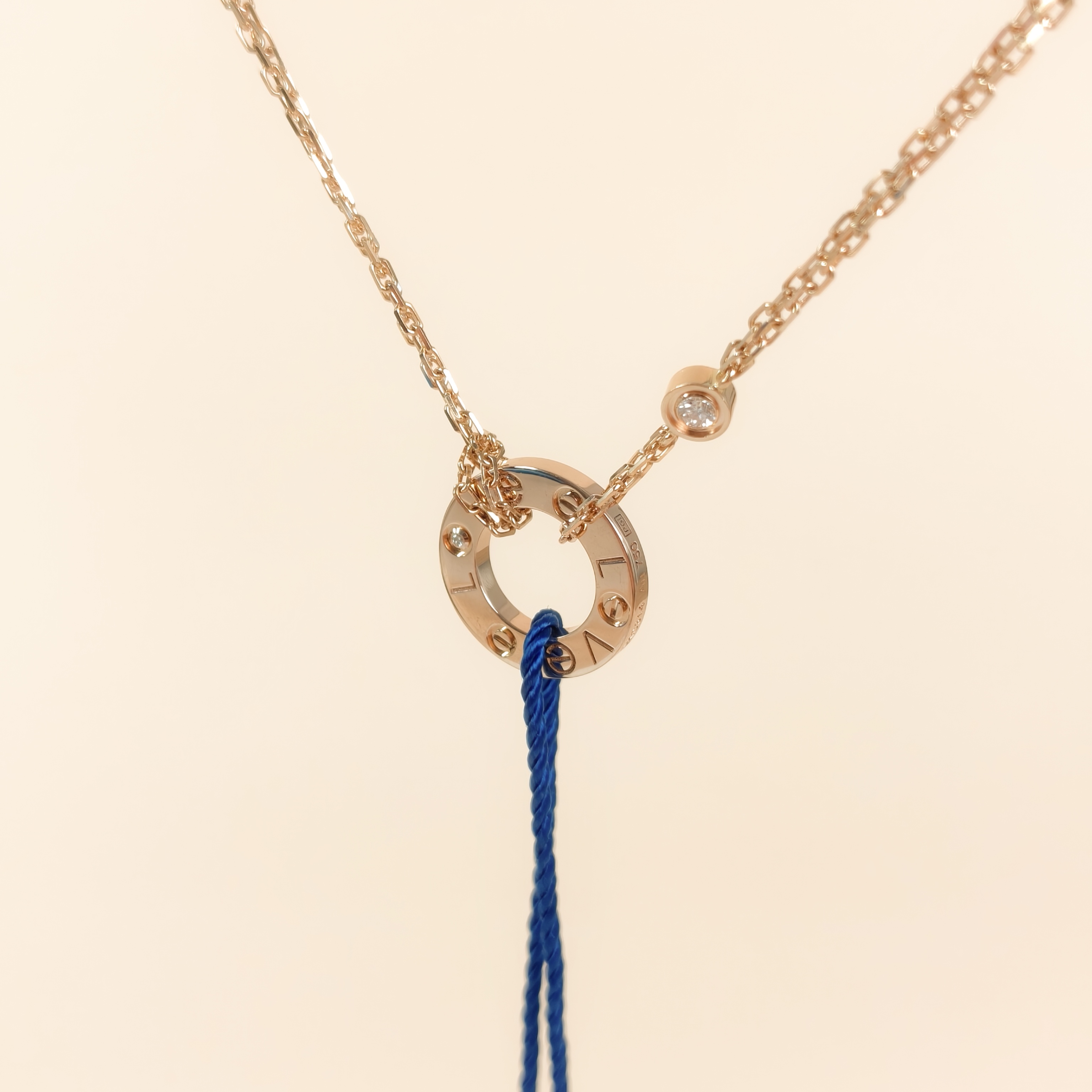 CARTIER Necklace LOVE Collection Pendant 2 Diamond Rose Gold 18KR ose Gold Small Edition40cm — cover view 7 of 8