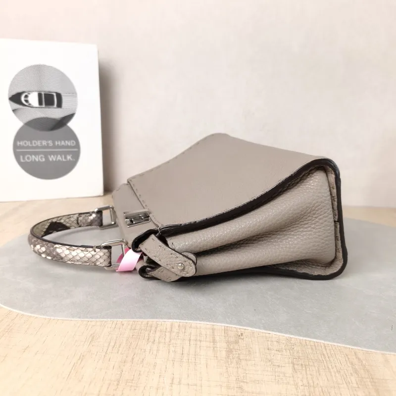 FENDI Crossbody Bag Peekaboo Crossbody Bag Grey Calfskin · Small 23 × 11 × 18 cm — detail view 13 of 14