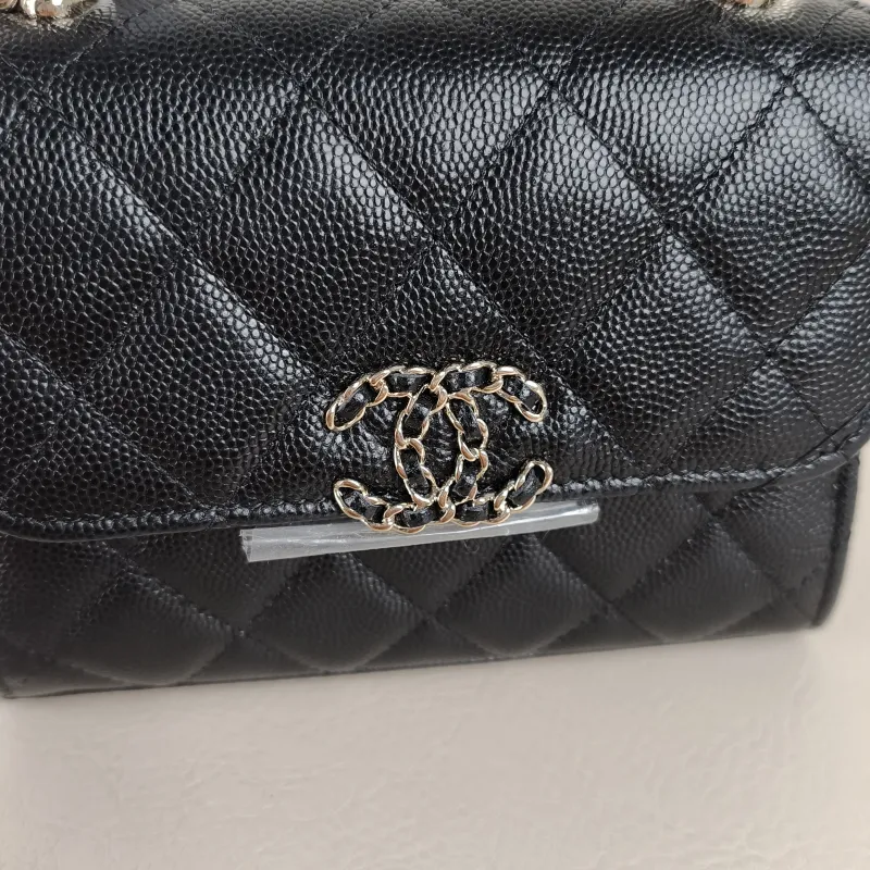 Chanel Crossbody Bag kelly Black Grained Calfskin nano 15 × 5 × 11 cm — detail view 11 of 13