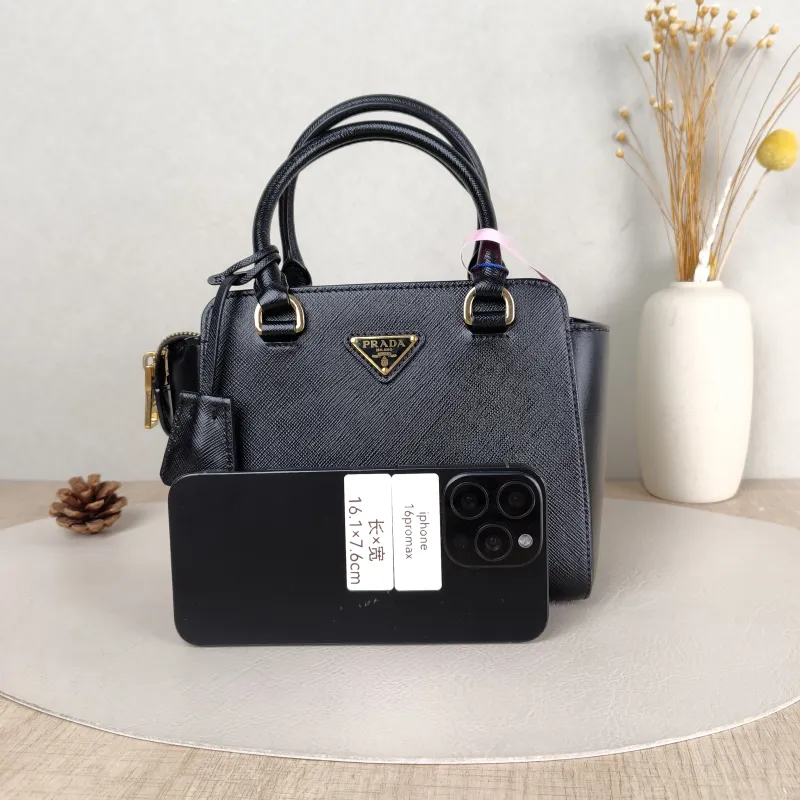 PRADA Top Handle Bag Tote Bag Black Calfskin Mini 18 × 9 × 15 cm — cover view 2 of 5