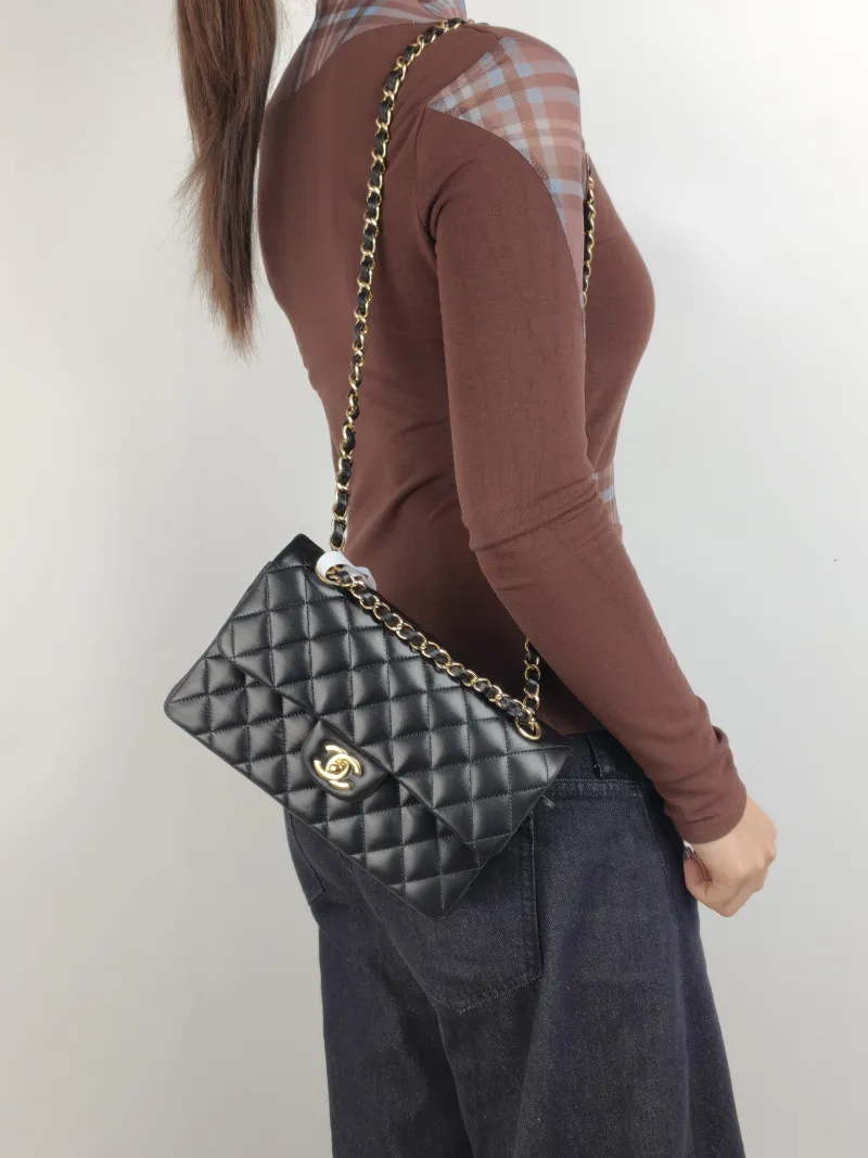 Chanel Crossbody Bag Classic Flap CF Black Lambskin Small 23 × 6 × 14.5 cm — on-model view 2 of 2