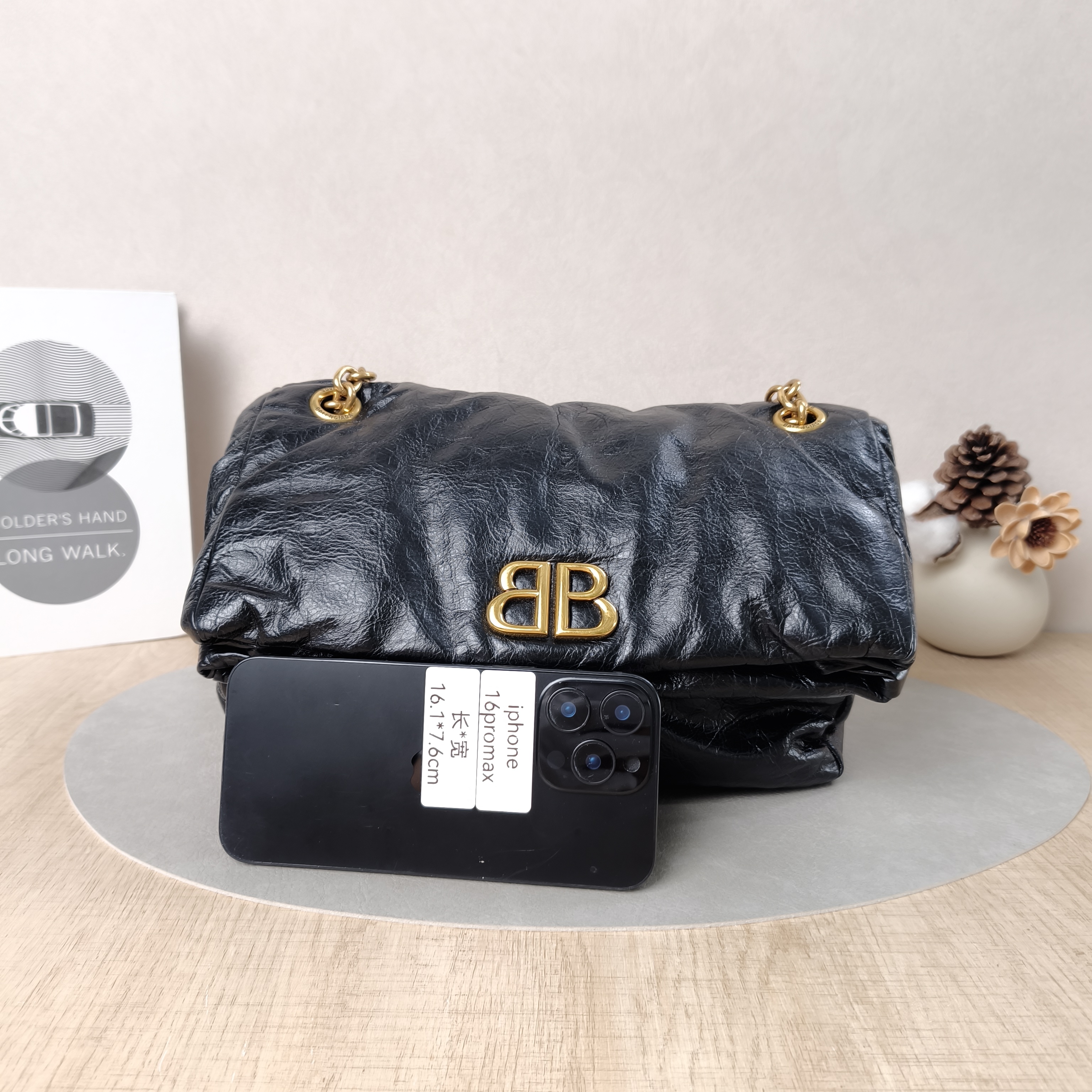 BALENCIAGA Shoulder Bag MONACO Chain Bag Black Calfskin Small28 × 10 × 18 cm — cover view 4 of 6