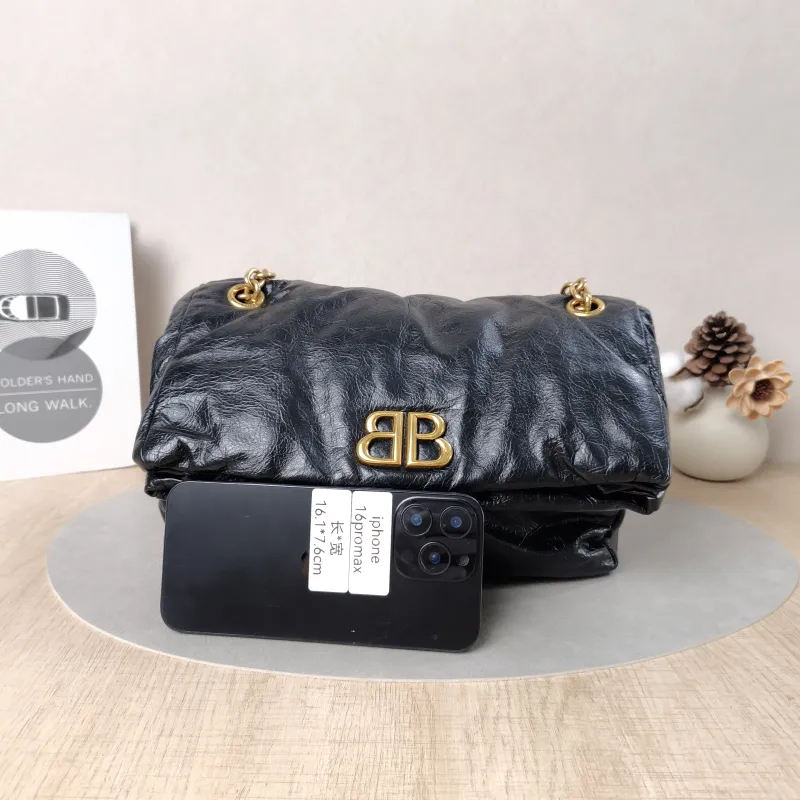 BALENCIAGA Shoulder Bag MONACO Chain Bag Black Calfskin Small28 × 10 × 18 cm — cover view 4 of 6