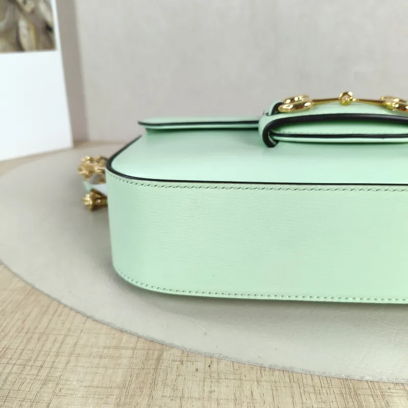 GUCCI Crossbody Bag Horsebit 1955 Horsebit Small Green Calfskin Small 24 × 5.5 × 13 cm — detail view 4 of 11