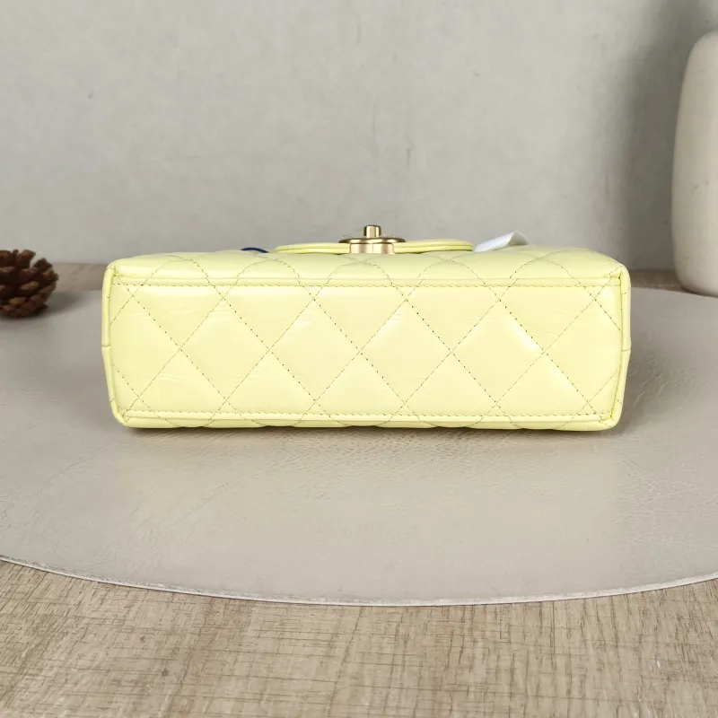 Chanel Crossbody Bag Kelly Yellow Waxed Leather Mini 19 × 7 × 13 cm — cover view 6 of 6