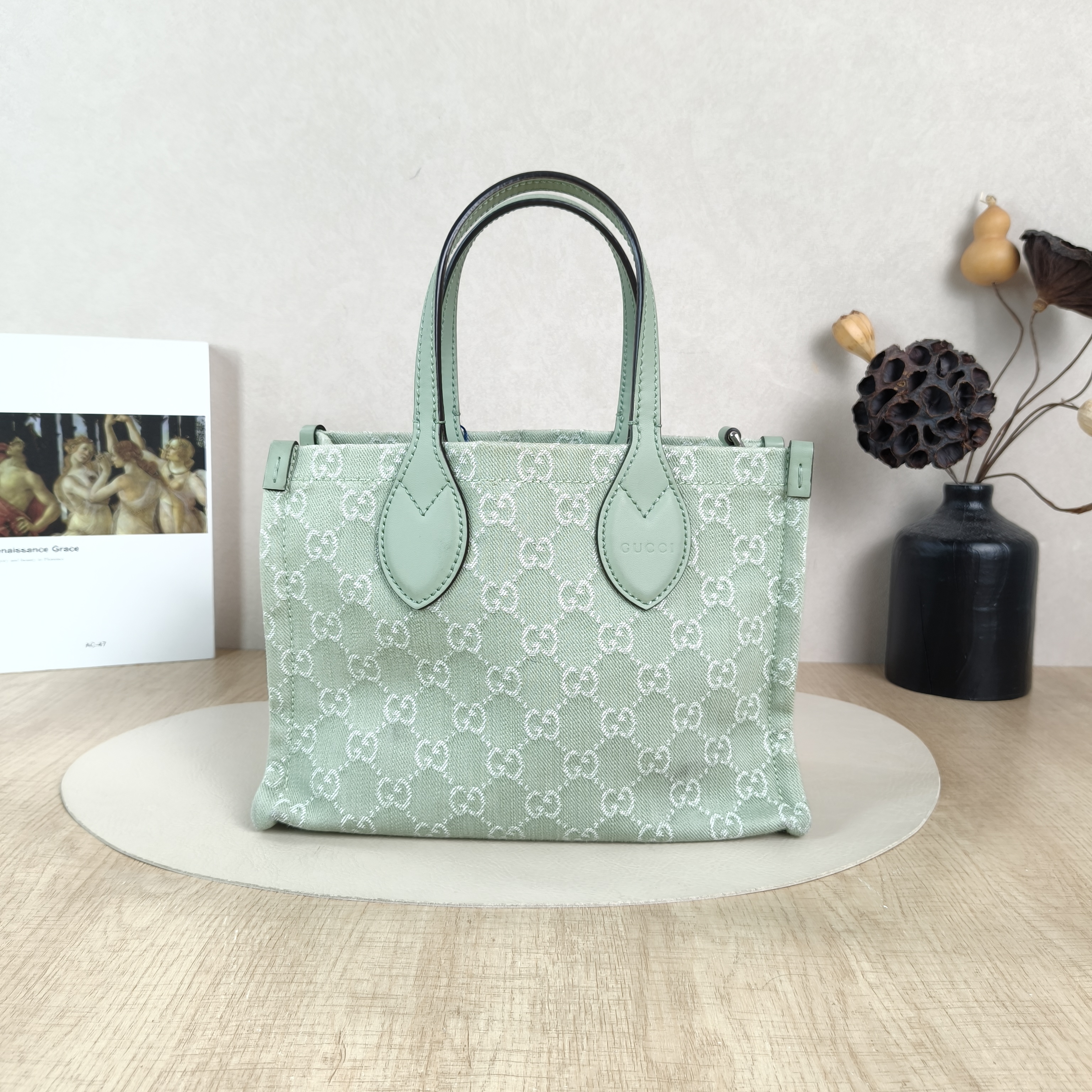 GUCCI Shoulder Bagophidia GG Tote Bag Green Medium27 × 11 × 19 cm