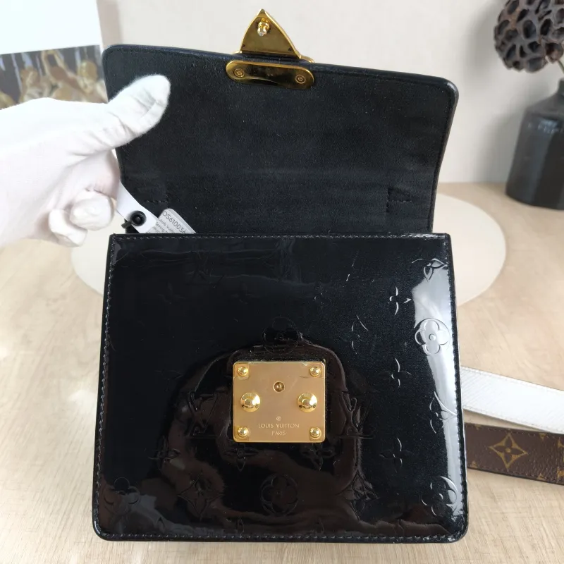 Louis Vuitton Crossbody Bag Spring Street Black Patent Leather · PVC One Size 17 × 8.5 × 16 cm Leather Tag — detail view 3 of 11