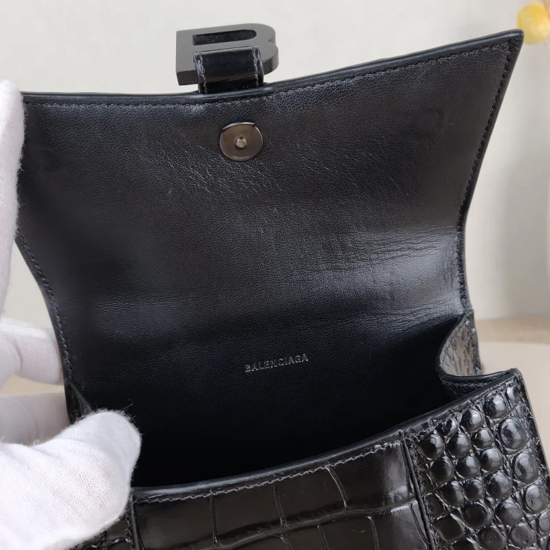 BALENCIAGA Crossbody Bag Hourglass Hourglass Bagsoblack Black Calfskin Mini 19 × 5 × 12 cm — detail view 10 of 12