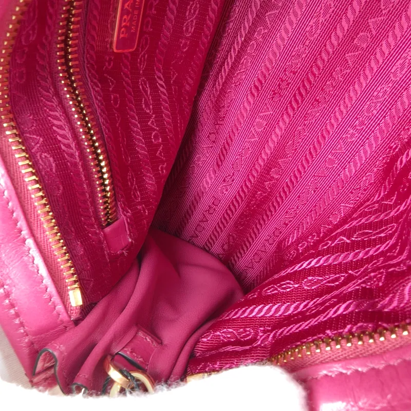 PRADA Top Handle Bag Bonnie Soft Lux Red Waxed Leather Calfskin Mini 23.5 × 9 × 12 cm — detail view 9 of 12