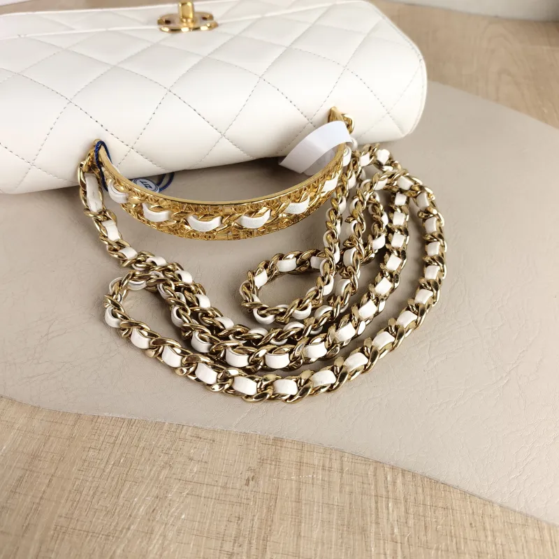 Chanel Crossbody Bag White Gold Calfskin One Size 23 × 5 × 15 cm — detail view 7 of 12