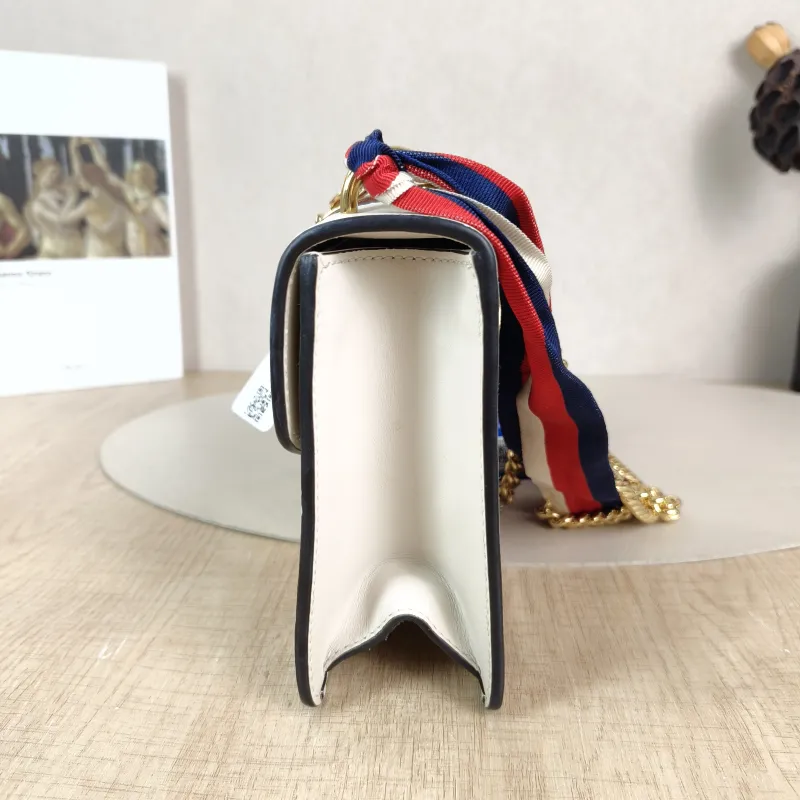 GUCCI Shoulder Bag Sylvie Shoulder Strap Edition White CC alfskin Mini 19 × 8 × 14 cm — detail view 6 of 13
