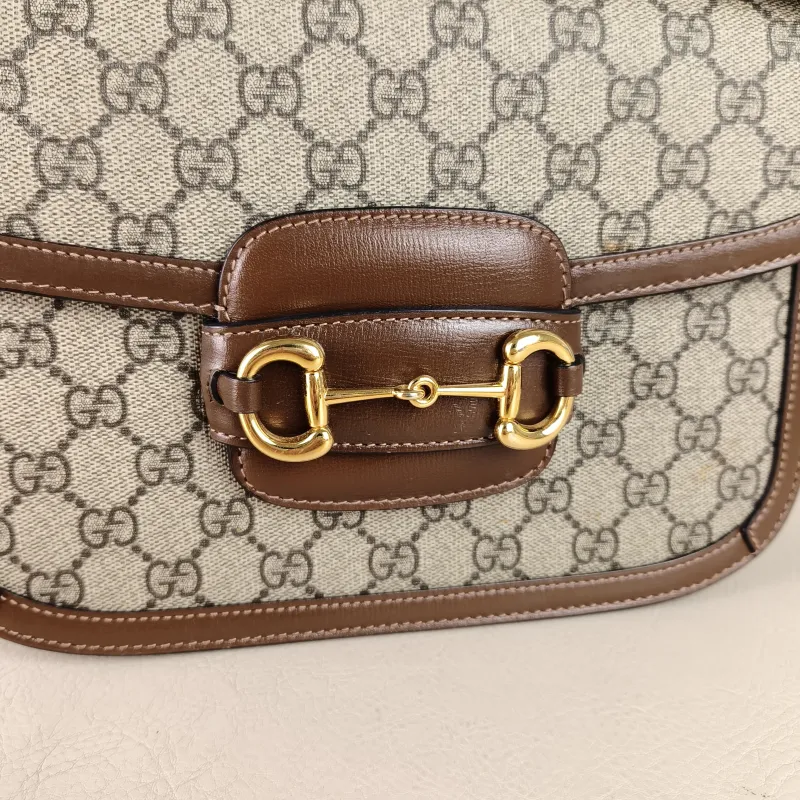 GUCCI Shoulder Bag Horsebit 1955 Horsebit Medium Monogram PVC Medium 25 × 8 × 18 cm — detail view 7 of 12