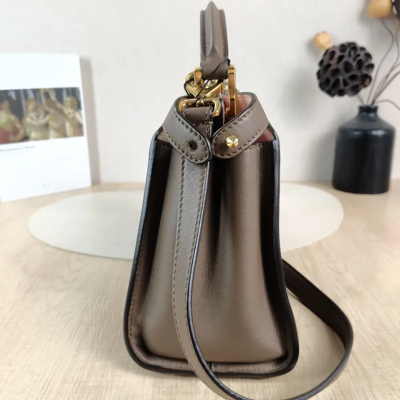 FENDI Crossbody Bag Peekaboo Essentially Small Brown Calfskin Small27 × 11 × 21 cm — detail view 10 of 12