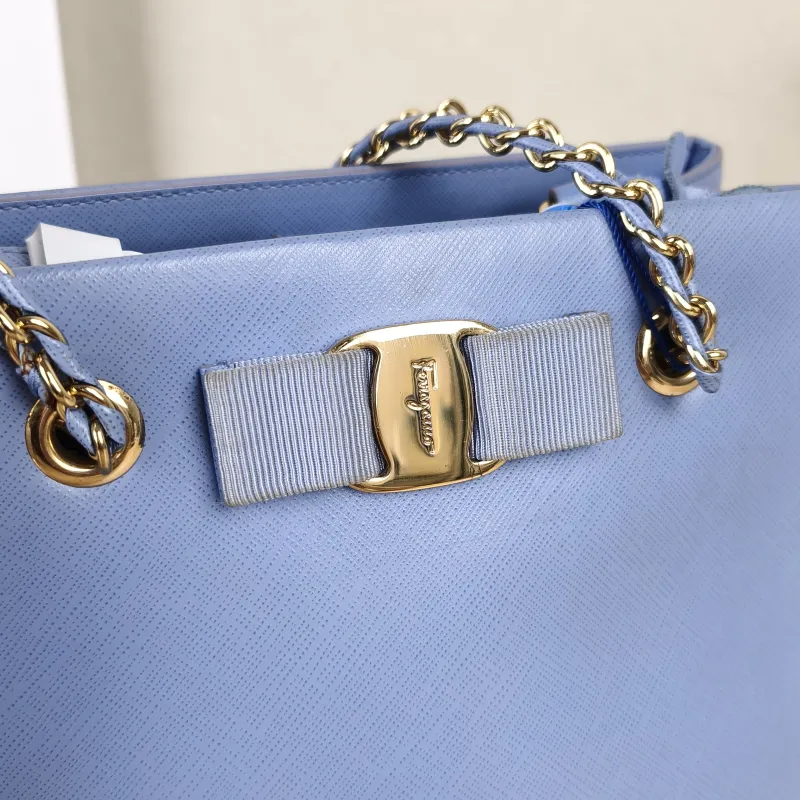 FERRAGAMO Shoulder Bag Tote Bag Blue Calfskin One Size20 × 14 × 20 cm — detail view 8 of 14