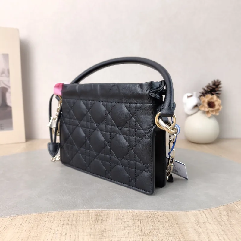 DIOR Crossbody Bag Lady Milly Chain Bag Black Lambskin Mini 19 × 5 × 13 cm — cover view 3 of 5
