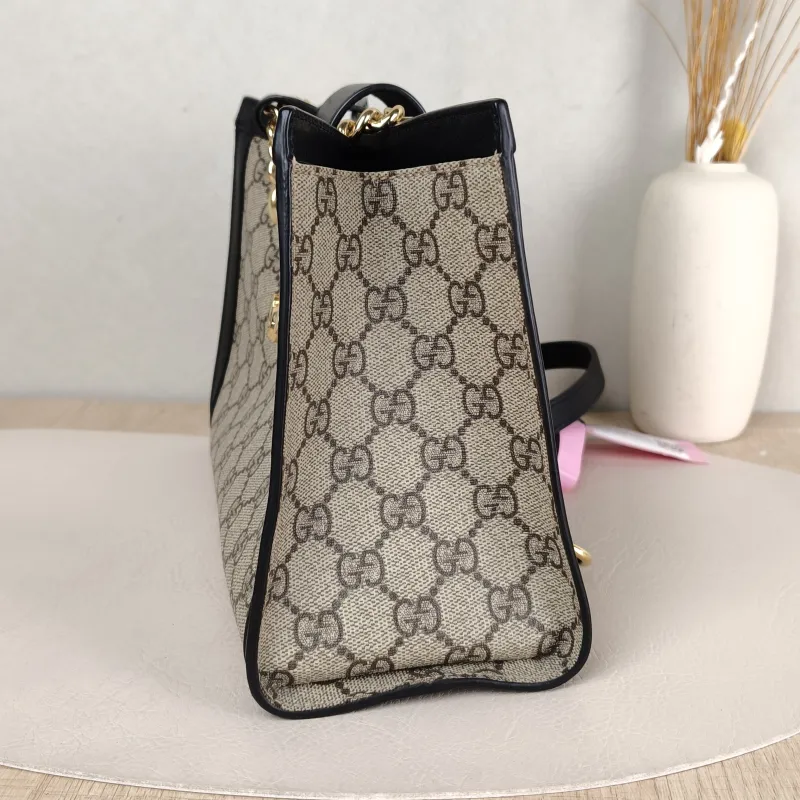 GUCCI Shoulder Bag Padlock Tote Black Monogram PVC Medium 26 × 10 × 18 cm — detail view 10 of 11