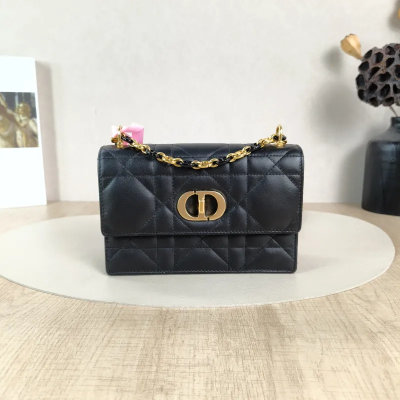 DIOR Crossbody Bag Miss Caro Chain Bag Black SL ambskinmini18 × 5.5 × 12 cm