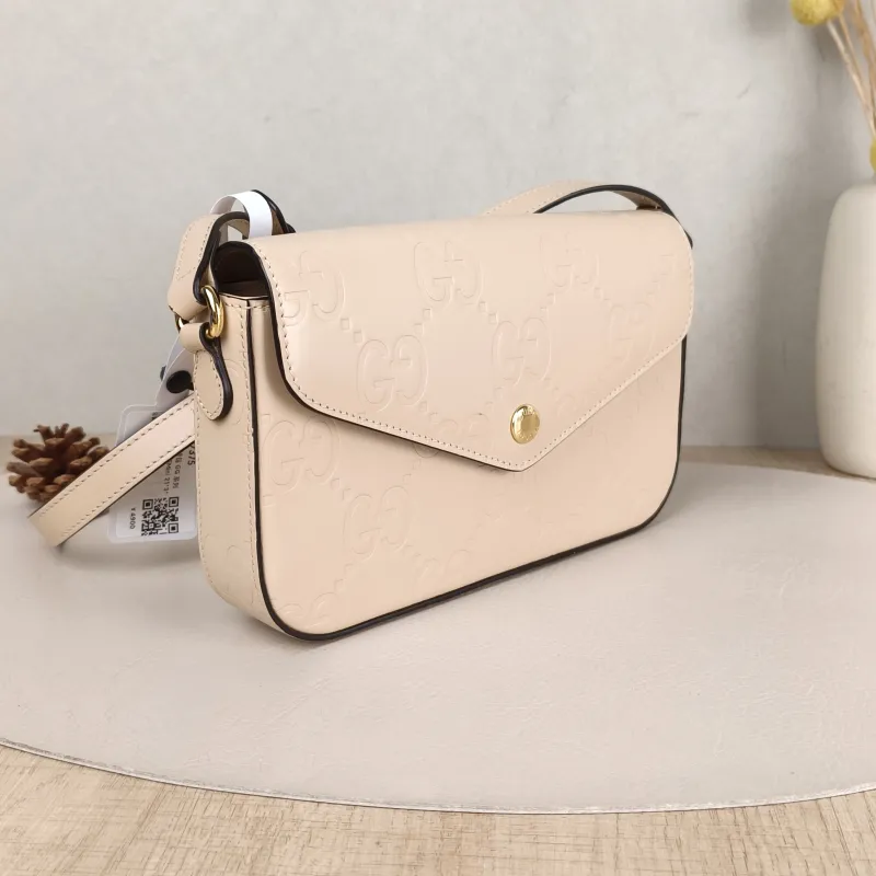 GUCCI Crossbody Bag GG Collection Shoulder Bag Beige Calfskin Mini 21 × 3 × 13.5 cm — cover view 3 of 5