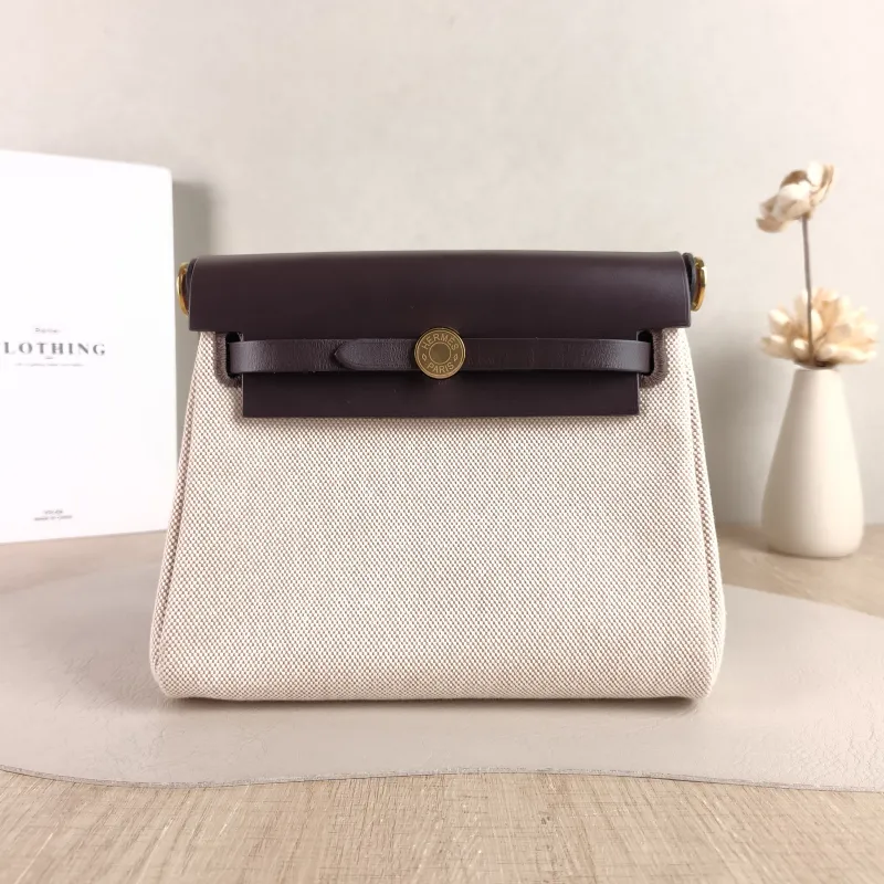 Hermès Crossbody Bag Herbag Zip 20 Beige Canvas Mini 20.5 × 7 × 16.5 cm k