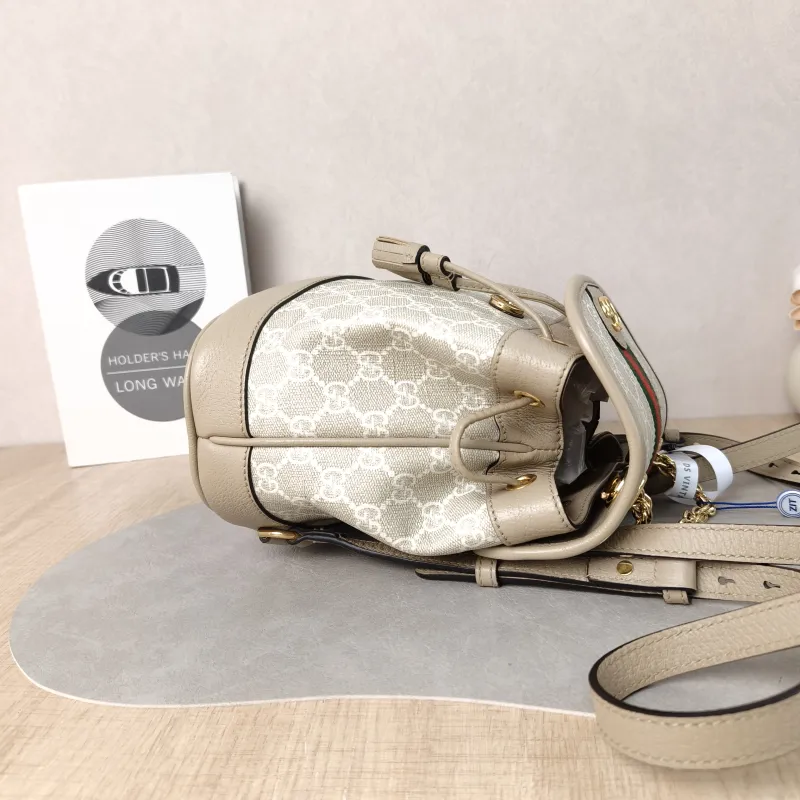 GUCCI Backpack ophidia g Backpack White Monogram PVC Mini 20.5 × 12 × 20 cm — detail view 2 of 12