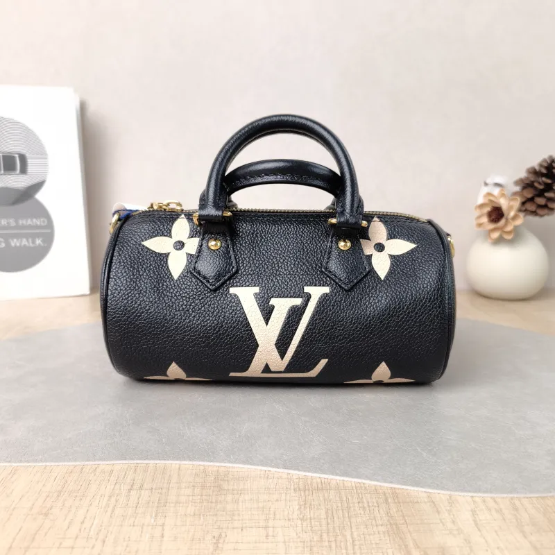 Louis Vuitton Crossbody Bag Papillon Black · White Monogram Empreinte Embossed Calfskin BB 20 × 10 × 10 cm