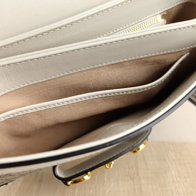 GUCCI Crossbody Bag Horsebit 1955 Horsebit Medium White Monogram PVC Medium 25 × 8 × 18 cm — detail view 1 of 13