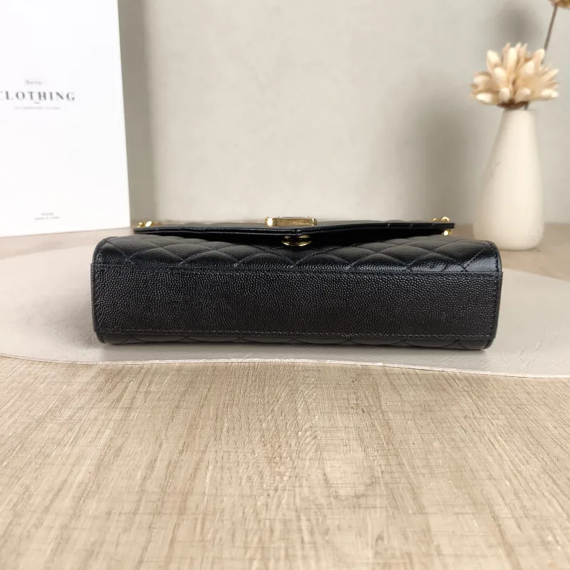 SAINT LAURENT Crossbody Bag ENVELOPE Black Grained Calfskin Small 21 × 6 × 13 cm — cover view 3 of 5