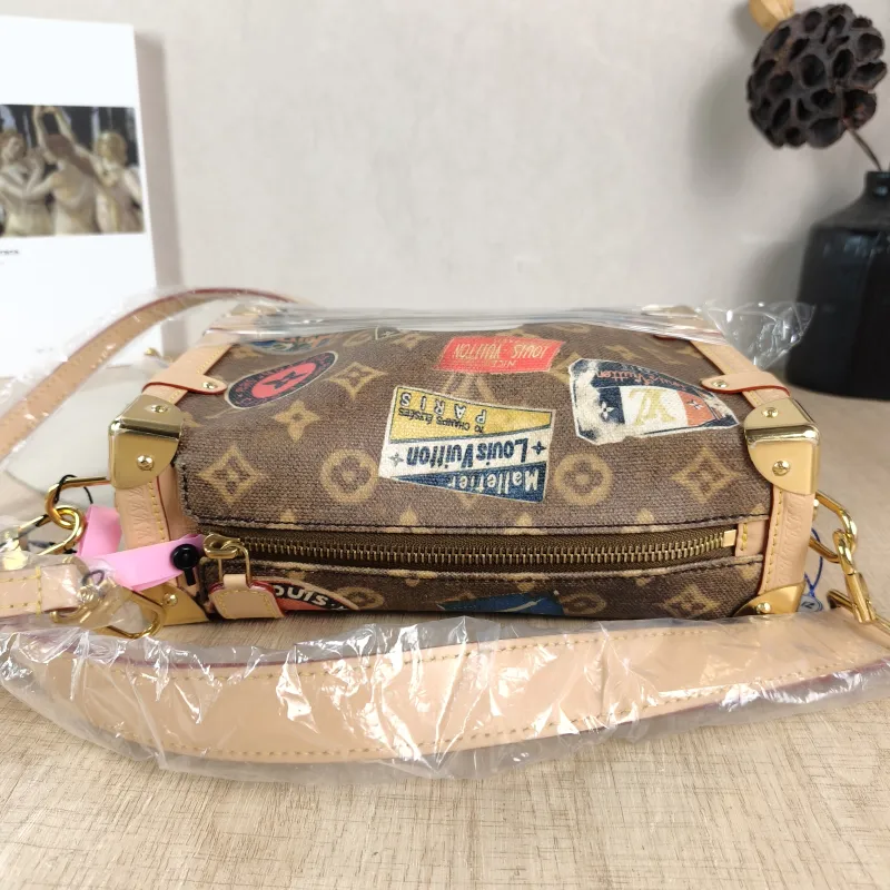 Louis Vuitton Crossbody Bag Side Trunk Box Brown Canvas Medium 23.5 × 8.5 × 16 cm — detail view 8 of 10