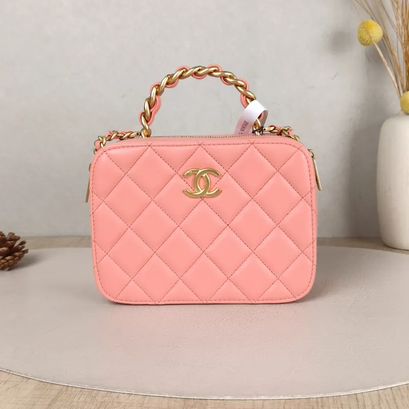 Chanel Crossbody Bag Box Crossbody Bag Pink Lambskin One Size 17 × 7 × 12.5 cm
