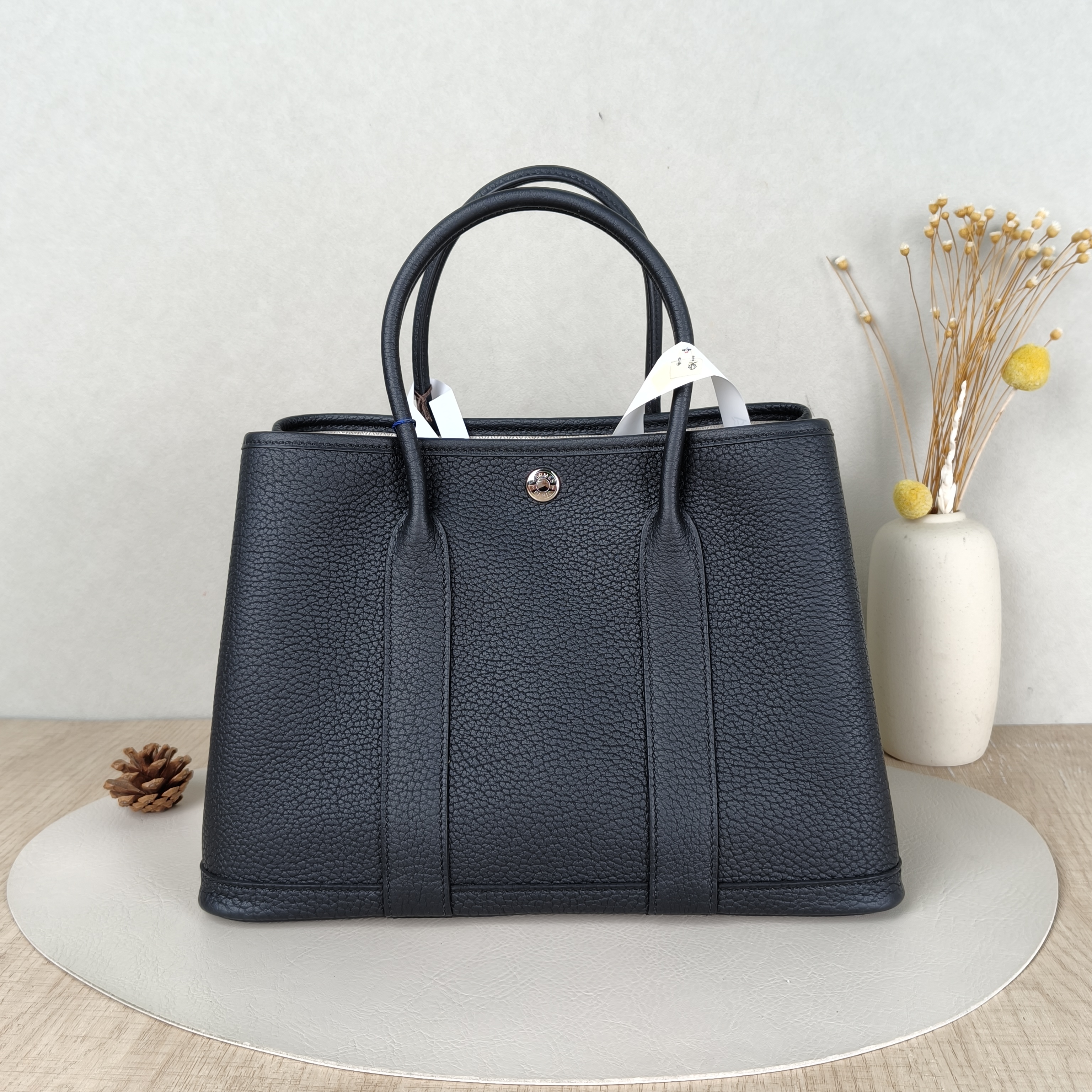 Hermès Top Handle Bag Garden Party 30 30Black Negonda Calfskin Medium30 × 13 × 21 cm