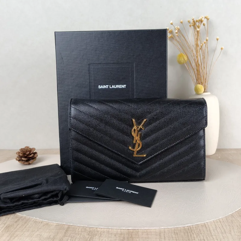 SAINT LAURENT Crossbody Bag CASSANDRE ENVELOPE Black Calfskin One Size 22.5 × 4 × 14 cm — cover view 6 of 6