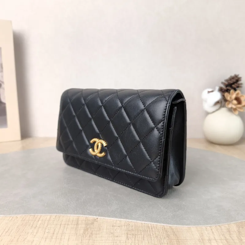 Chanel Crossbody Bag Classic Flap WOC CF WOCWOC Bag Black Grained Calfskin Mini 19.2 × 3.5 × 12.3 cm — cover view 3 of 6