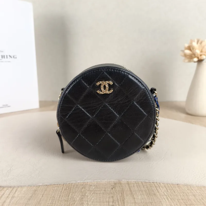 Chanel Crossbody Bag Crossbody Bag Black Waxed Leather One Size12 × 5 × 12 cm